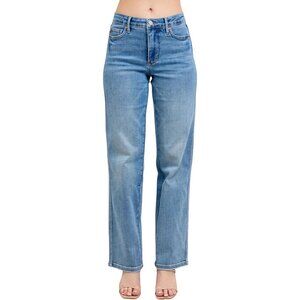 Mid Rise Tummy Control Jeans Vintage Wash Straight Leg Womens Size 26